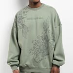Koi Pond Green Ninth Hall Oversized Crewneck Sweatshirt