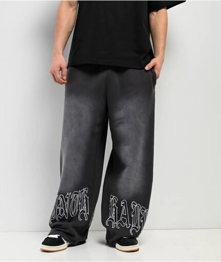 Ninth Hall Fien Black Wash Baggy Sweatpants