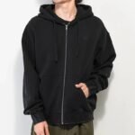 Ninth Hall Fundamentals Black Wash Boxy Zip Hoodie