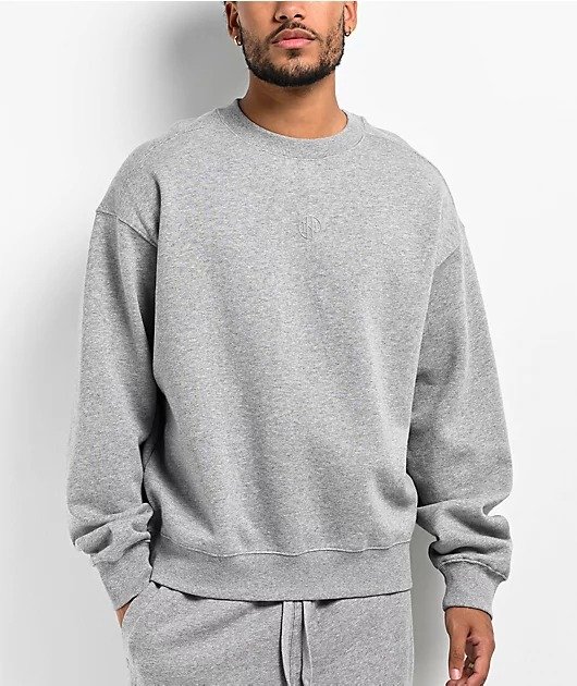 Ninth-Hall-Fundamentals-Crewneck-Sweatshirt-Grey-Boxy Ninth Hall Fundamentals Crewneck Sweatshirt Grey Boxy