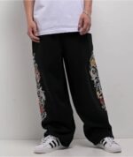 Ninth Hall Side Embroidered Black Oversized Sweatpants